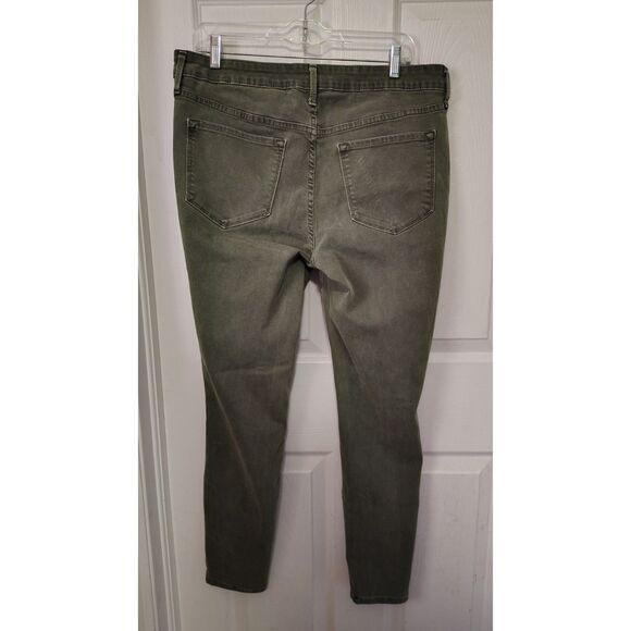Old Navy Rockstar Women's Size 14 Mid Rise Olive Green Distressed Skinny Jeans - Picture 2 of 7